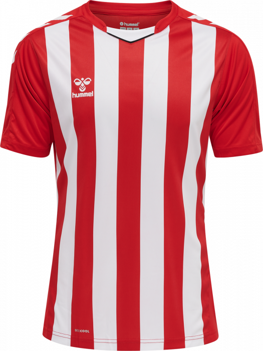 Hummel - Core Xk Striped Jersey Jr - True Red & weiß